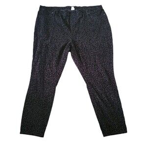 Terra & Sky Black Leopard Print Velvet Pull On Denim Jeans Size 3X